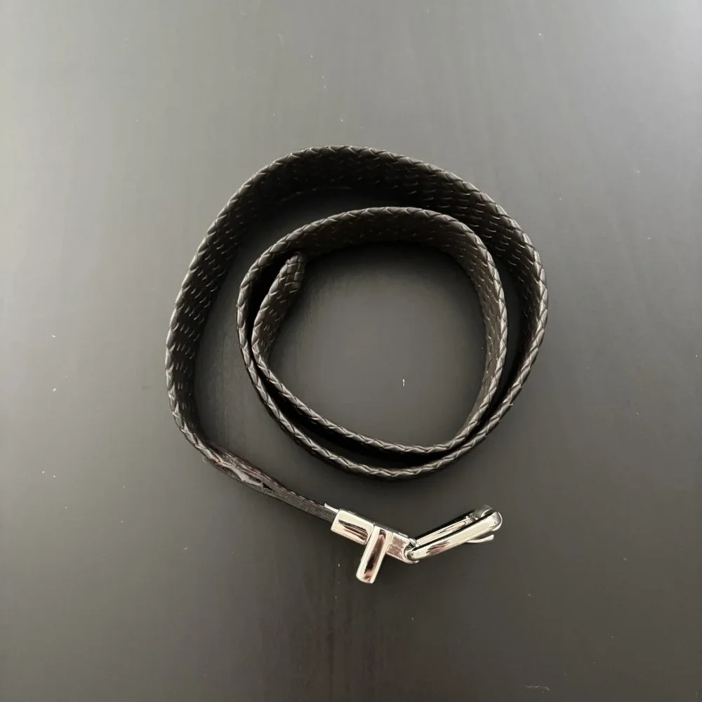 Chaps Woven Belt Black Synthetic Leather Dress Belt Youth M‎ (33